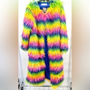 Women’s Vibrant Multicolor Faux Fur Trench Coat mao’ city by Dressed In LALA
